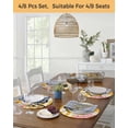 thumbnail image 5 of 15 Inch Round Placemats Set of 6, Spring Bees Daisy Non Slip Heat Insulation PP Table Mats, Rustic Tulips Dots Yellow Striped Burlap Washable Place Mats for Kitchen Dining Party Table Decor, 5 of 7