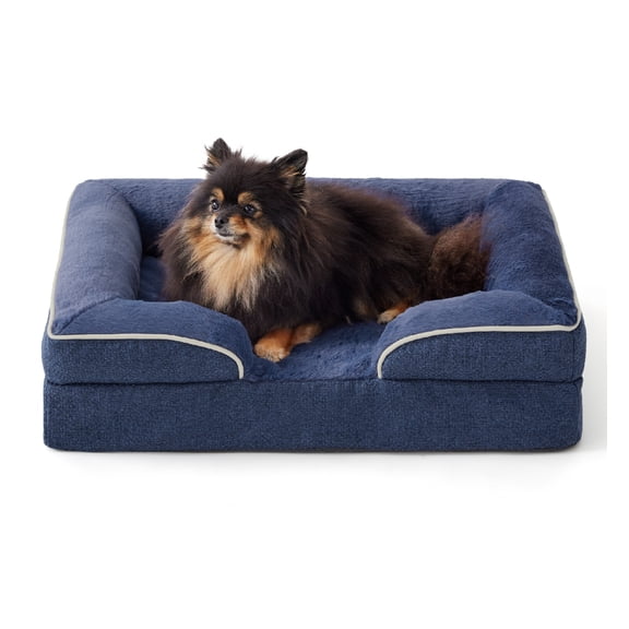 Orthopedic Dog Bed for Small Dogs, Supportive Egg-Crate Foam Pet Sofa with Washable Removable Cover, Waterproof Dog Couch, Non-Slip Bottom, Navy