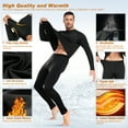 thumbnail image 4 of Thermal Underwear for Men Long Johns Underwear Fleece Lined Thermals Top and Bottom Set Winter Warm Base Layer Long Sleeve Shirts and Pants Skiing Leggings Cold Weather Black S, 4 of 7