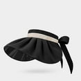 thumbnail image 2 of UTSJKR Women's Packable Sun Visor Hat Adjustable Wide Brim Beach Hats Ponytail Hole Outdoor UV Protection Comfy Fishing Hat Black, 2 of 3