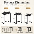 thumbnail image 3 of HomGarden Set of 3 Industrial Nesting Sofa Side Table Indoor MDF C-shaped Stacking End Table Rustic Brown, Black Marble Pattern, 3 of 11