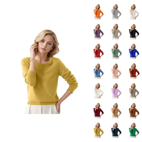 Cardigan Sweaters for Women Knit Open Front Casual Office Outfits Women's Round Neck Pullover Sweater Solid Color Long Sleeves