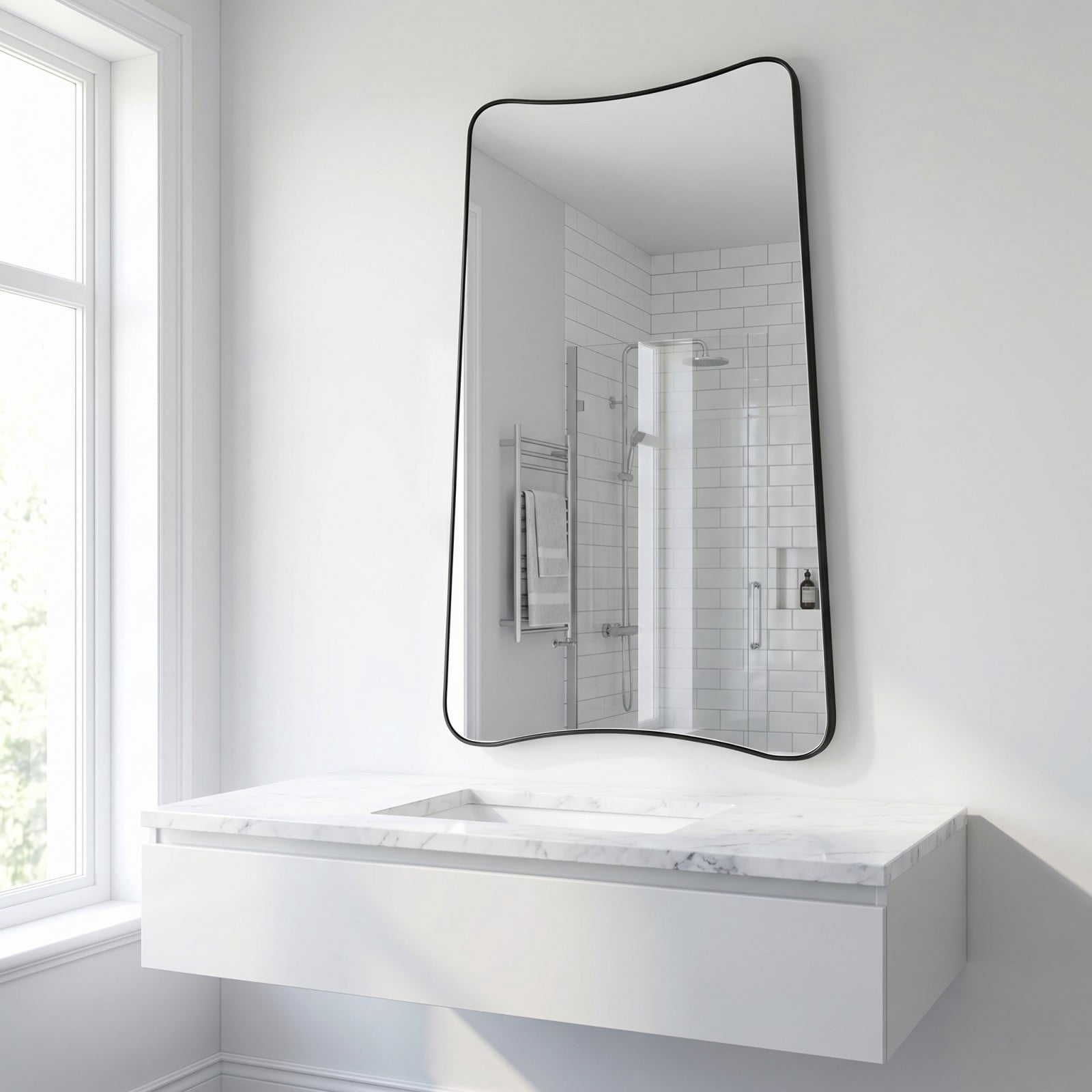GRAHMCY 24"x36" Irregular Wall-mounted Bathroom Mirror Vanity Decorative Mirror