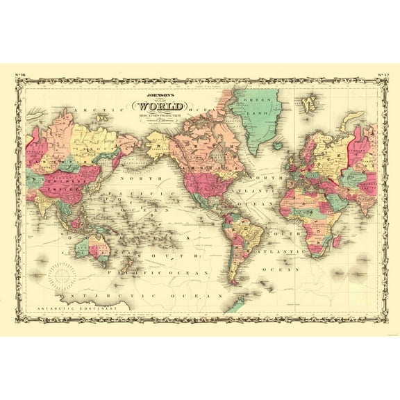 Historic Map - Mercator Projection - Johnson - Vintage Wall Art