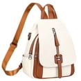thumbnail image 3 of ALTOSY Fashion Leather Backpack Purse for Women Shoulder Bag with Flap S85 Beige/Brown, 3 of 7