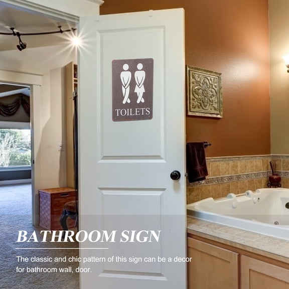 FELTECHELECTR Bathroom Signs for Home Toilet Signs 2Pcs Assorted Color Simple Design Tinplate