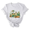 thumbnail image 3 of Jacenvly St. Patrick's Day Shirts for Women 2024 Loose Short Sleeve Womens Tops Soft Satiny Round Neck Blouse Ladies Saint Patrick's Day Printed T-Shirt With And Top White, 3 of 3