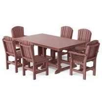 Wildridge Heritage 7-Piece 44"X72" Dining Set, Cherrywood - Outdoor Weather Resistant Recycled Plastic Furniture for Patio