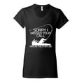 thumbnail image 2 of Missed Your Call Fishing Line Joke Fishing Women's Standard V-Neck Tee, Black, Small, 2 of 3