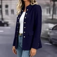 thumbnail image 6 of WIZUTIZ Women's Double Breasted Blazer Coat Stand Collar Long Sleeve Solid Color Winter, 6 of 8