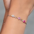 thumbnail image 4 of Gem Stone King 925 Silver and 10K Yellow Gold Moissanite Pink Moissanite Pink Mystic Topaz and Lab Grown Diamond Tennis Bracelet for Women By Keren Hanan (2.10 cttw, Adjustable up To 9 inch), 4 of 4