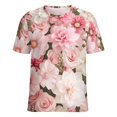 thumbnail image 5 of Floral Colorful Flower Women's Short Sleeve Tops Casual Blouses T Shirt, 5 of 6