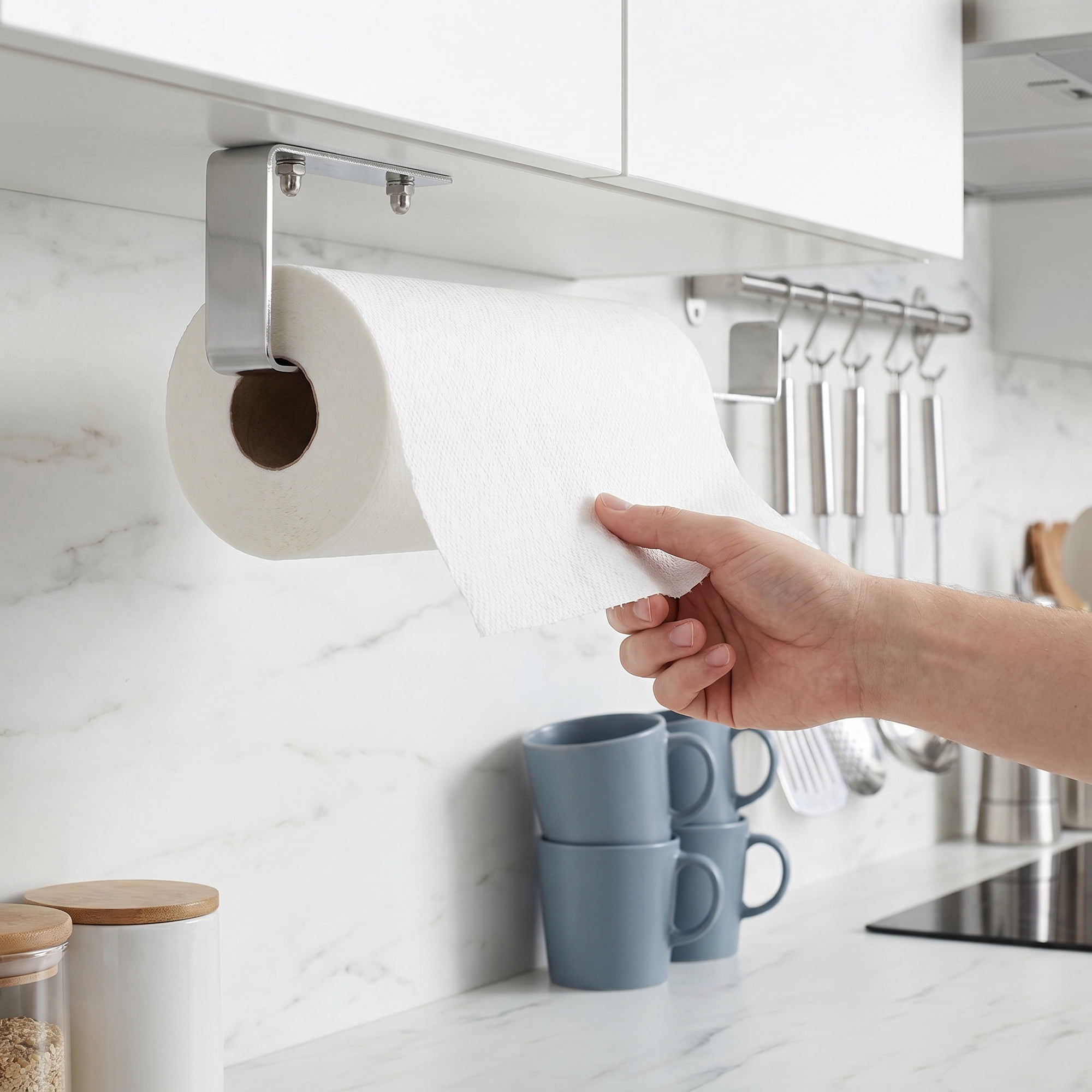 Unique Bargains Stainless Steel Wall Mount Paper Towel Holder Silver 4.3x0.8inch