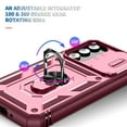 thumbnail image 3 of ShellTech for Samsung Galaxy A54 5G Case Built-in Slide Camera Lens Cover, Heavy Duty Shockproof Hybrid Rugged Protective Phone Case, Built in Finger Ring Stable Holder Kickstand,Pink+Red, 3 of 11