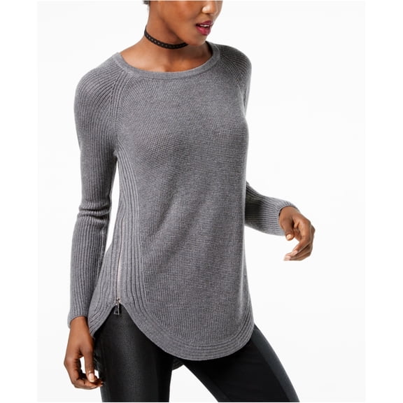 I-N-C Womens Side Zip Pullover Sweater, Grey, Medium