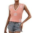 thumbnail image 1 of IROINID Chandail Sans Manches pour Femmes, Col en V, Couleur Unie, Confortable, Longueur Courte, 1 of 9