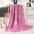 thumbnail image 2 of Pink Butterfly Pattern Blanket,Comfortable Soft Lamb Wool Throw Blanket,All Season,Warm Lightweight Blankets for Sofa Bed Couch Living Room Chair,50"x60", 2 of 4