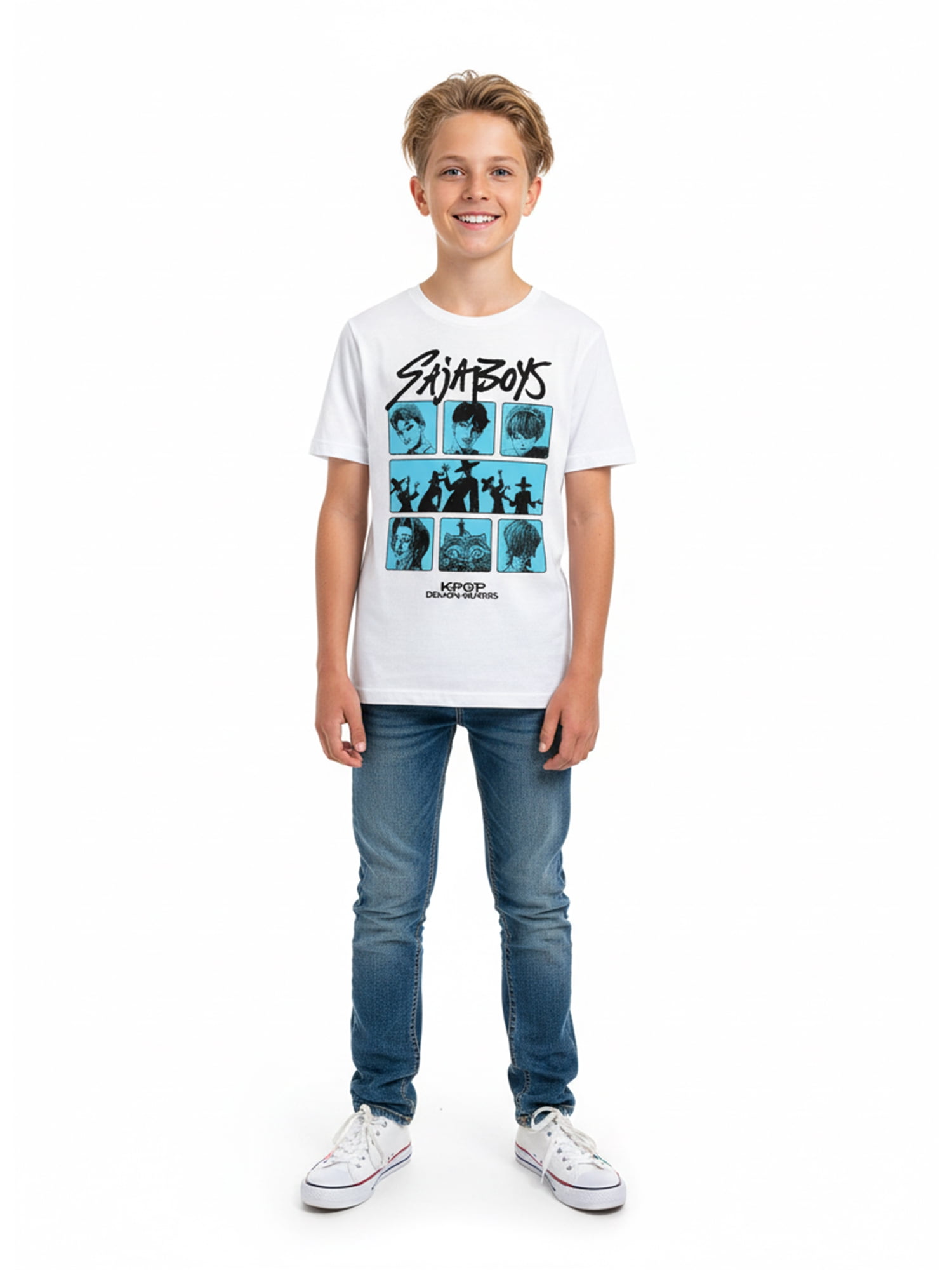 Kpop Demon Hunters Boys' Graphic Tee with Short Sleeves, Saja Boys, Sizes 4-18
