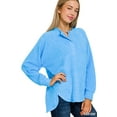 thumbnail image 2 of Zenana Women's Casual Brushed Melange Hacci Relaxed Fit 7-Button Henley Placket Light Sweater, 2 of 3