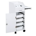 thumbnail image 2 of Tcbosik Mobile Salon Cart with Locking Cabinet & Sliding Side Tray – Hair Stylist Rolling Storage Trolley with Tool Holders & 4 Removable ABS Drawers, White, 2 of 10