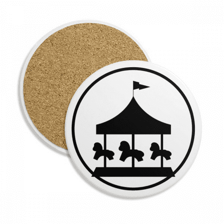

Carousel Amusement Park Black Outline Coaster Cup Mug Tabletop Protection Absorbent Stone