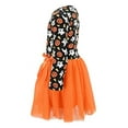 thumbnail image 3 of Girls Long Sleeve Tutu Dress Cute Pumpkin Ghost Halloween Outfit (6Y, Orange), 3 of 5