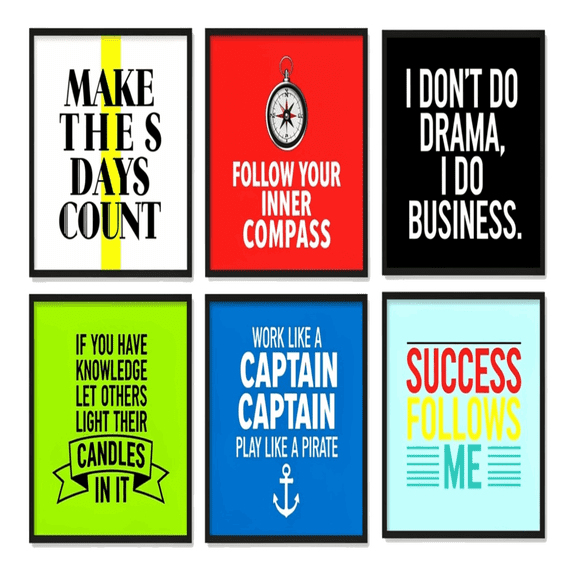 Motivational Quotes Canvas Wall Art Unframed Poster, Office Decor, Inpirational Wall Frames with Quotes.Set of 8 (10 x 10 Inch)