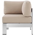 thumbnail image 4 of Modway Shore Fauteuil d'Angle de Patio Extérieur en Aluminium et Tissu, Argent/beige, 4 of 4