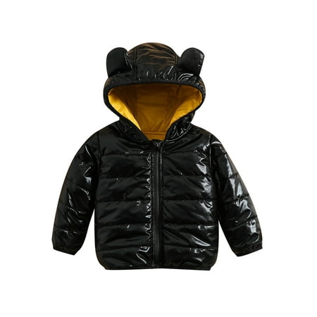 

Toddler Baby Boy Girl Snowsuit Bear Ears Hooded Puffer Padded Jacket Winter Thick Down Jacket Coat Outwear