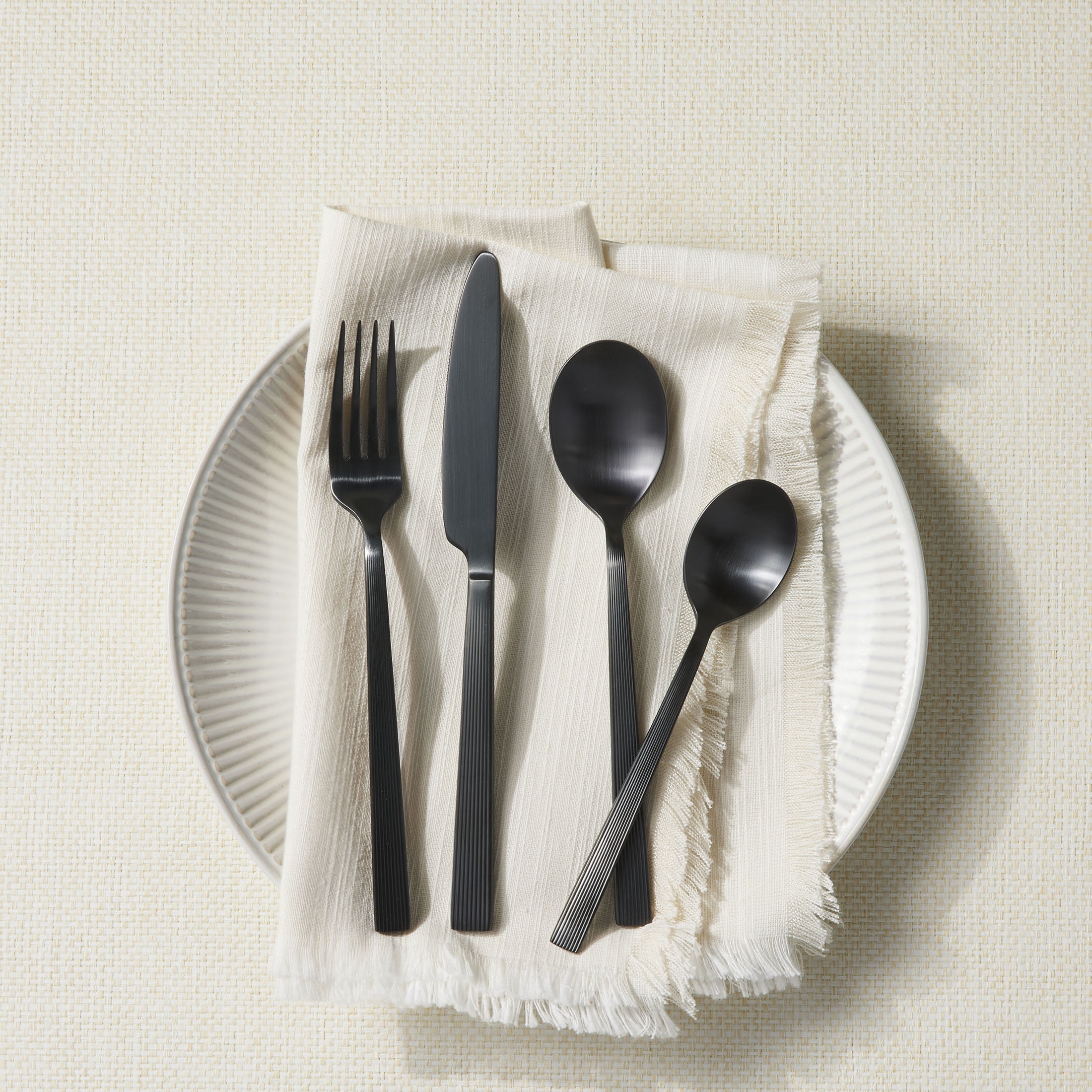 Better Homes & Gardens, River Black 42-Piece Stainless Steel Flatware Set, Service for 8