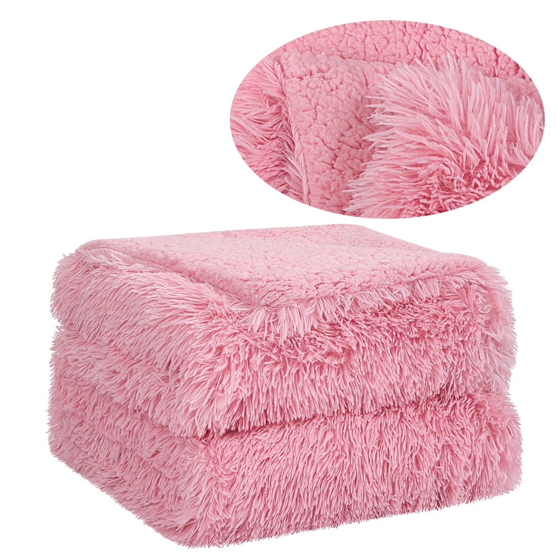 PiccoCasa Luxury Shaggy Faux Fur Blanket Soft Warm Plush Sherpa Throw