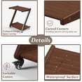 thumbnail image 5 of FSCHOS Z-Shape Solid Bamboo End Table with Casters, 2-Tier Desktop for Storage, Bedside Table for Bedroom, TV Snack Table for Living Room, Walnut, 5 of 10