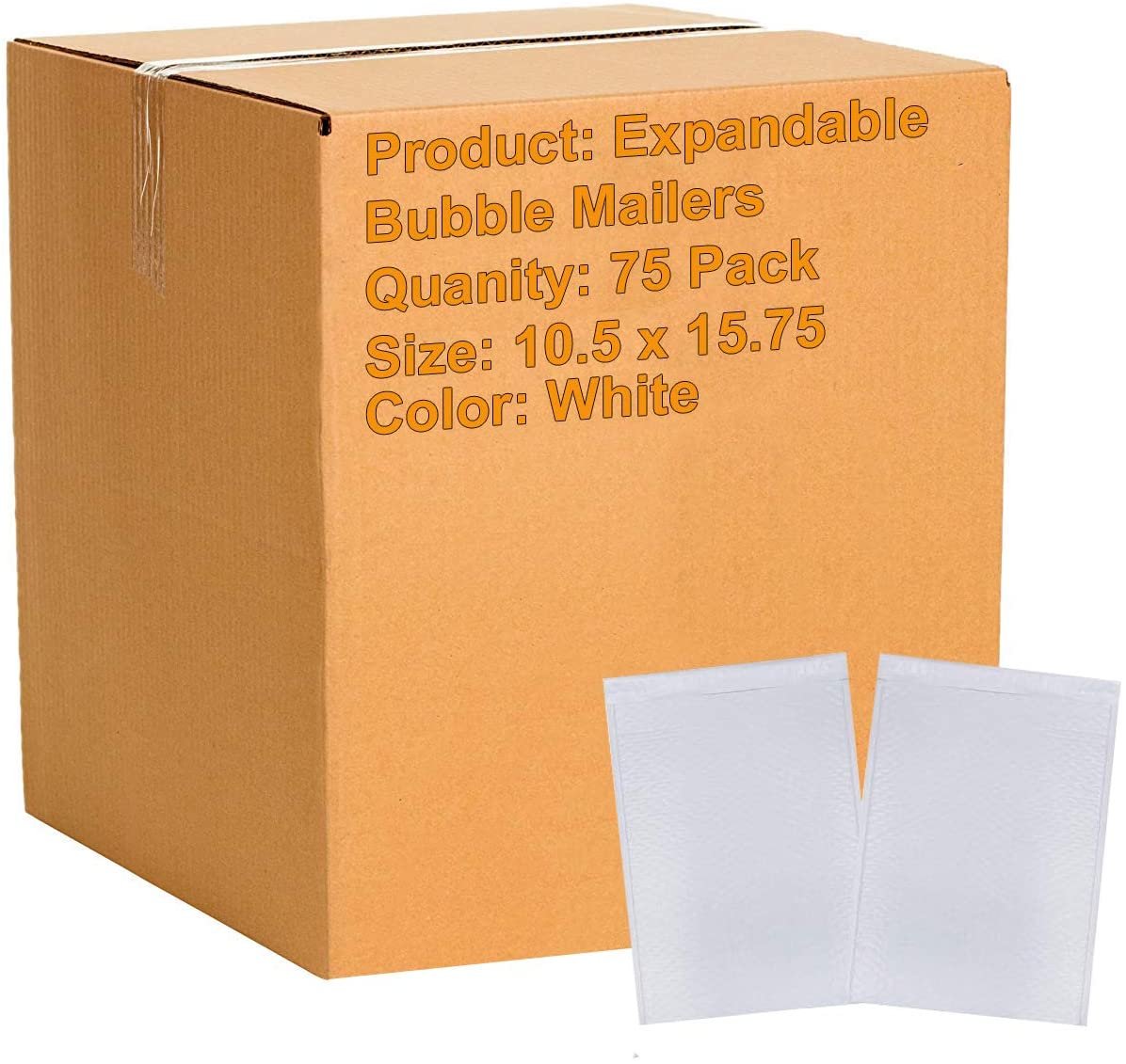 75 Pack Expandable Bubble Mailers 10.5 x 15.75 Gusseted Padded