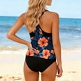 thumbnail image 5 of Tankini Sets for Women Built-in Bra with Shorts Tropical Floral Print Tummy Control Two Piece Swimsuits Drawstring Side Modest Bathing Suits, 5 of 6