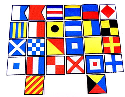 SIGNAL FLAG PATCH SET!! 26 International Signal Flag Patches measure 2 ...