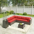 thumbnail image 2 of Kullavik 8 Pieces Outdoor Patio Furniture Set with with 48000 BTU Outdoor Pyramid Patio Heater,PE Wicker Rattan Sectional Sofa Patio Conversation Sets,Red, 2 of 7