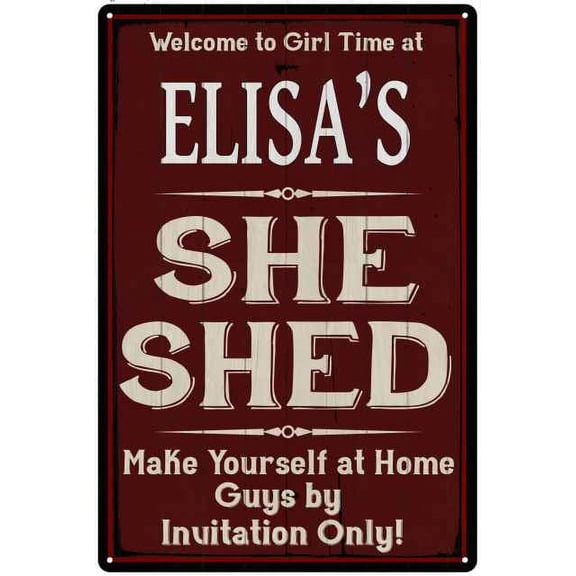 ELISA'S She Shed Red Sign Gift Lady Cave 8x12 Metal Sign 108120088494