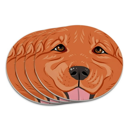 

Golden Retriever Face Dark Red Pet Dog Coaster Set