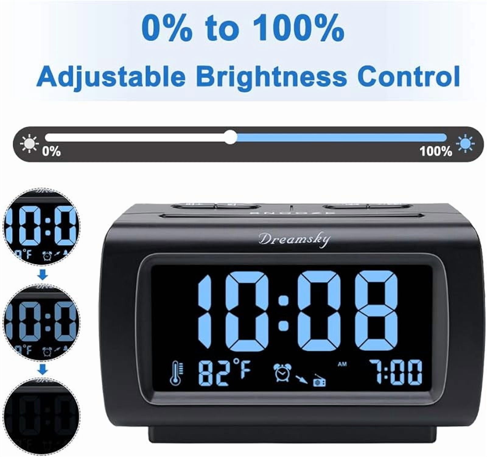 Alarm Clock Radios for Bedrooms with Battery Backup, Large Big Numbers with Brightness Dimmer, USB Port, Bedside Digital FM Radio with Sleep Timer, Temperature, Adjustable Volume, Snooze