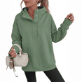 thumbnail image 2 of Resicozy Womens Oversized Sweatshirt Long Sleeve Henley Pullover Tops 2026 Spring Casual Button Loose Fit Sweatshirts Army Green S, 2 of 6