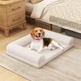 thumbnail image 2 of Costway Orthopedic Dog Bed Medium Small Dogs with 3-Side Bolster Non-Slip Bottom Zippers Beige, 2 of 10