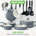 thumbnail image 3 of GreenLife 16 Piece Soft Grip Cookware Set, Non-Toxic Ceramic Nonstick, Gray, 3 of 5