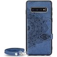 thumbnail image 1 of for Galaxy S10 Case Wallet Credit ID Card Holder Slot Pocket Protective Cover with Wrist Hand Strap Mandala Print Pattern Cute Case for Galaxy S10 Blue, 1 of 7
