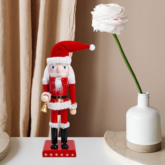 OFFIGAM Nutcracker Christmas Decorations Red Wood Santa Claus Shape 1Pack 9.8x3in