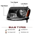 thumbnail image 2 of For 2012 2013 2014 2015 Honda Pilot Halogen Amber Black Headlights Pair, 2 of 9