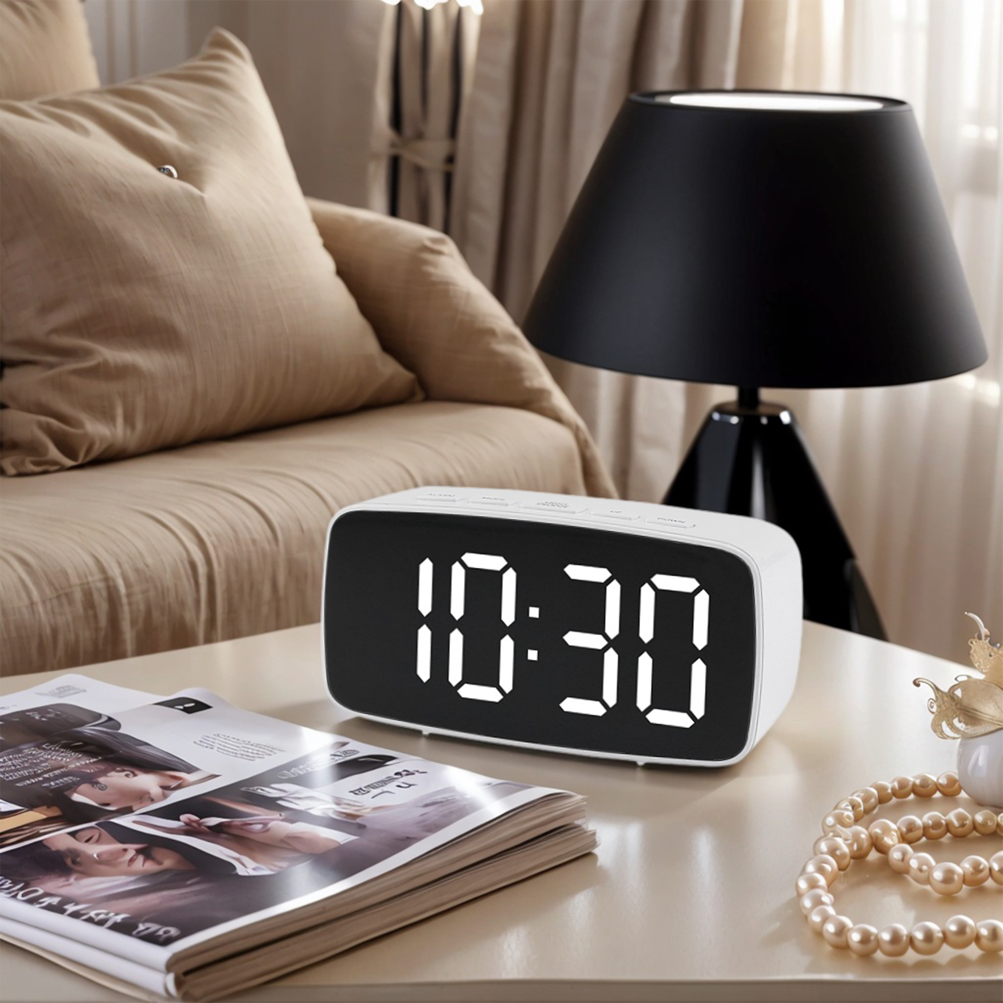 Unique Bargains Alarm Clock White Housing With White Light 4.7"L x 1.6"W x 2.4"H
