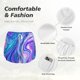thumbnail image 4 of Balery Swirl Blue And Purple Pantalones cortos deportivos para mujer con forro y dos bolsillos, elásticos, para entrenamiento, gimnasio, yoga-Small, 4 of 7