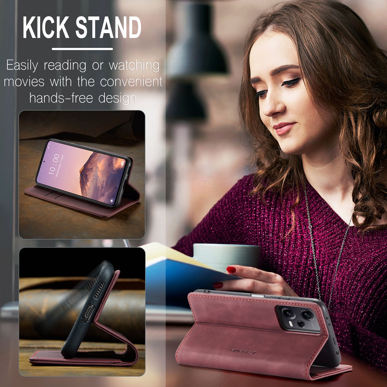 ETFAST Leather Wallet With Card Holder Zipper Phone Case For Xiaomi Poco X5 Pro High Quality Leather Phone Case