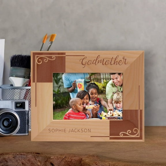 Godmother Personalized Wooden Frame-5" x 3 1/2" Brown Horizontal