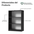 thumbnail image 4 of Zapatera de 3 Repisas Sin Puertas Madesa Color Negro, 4 of 9